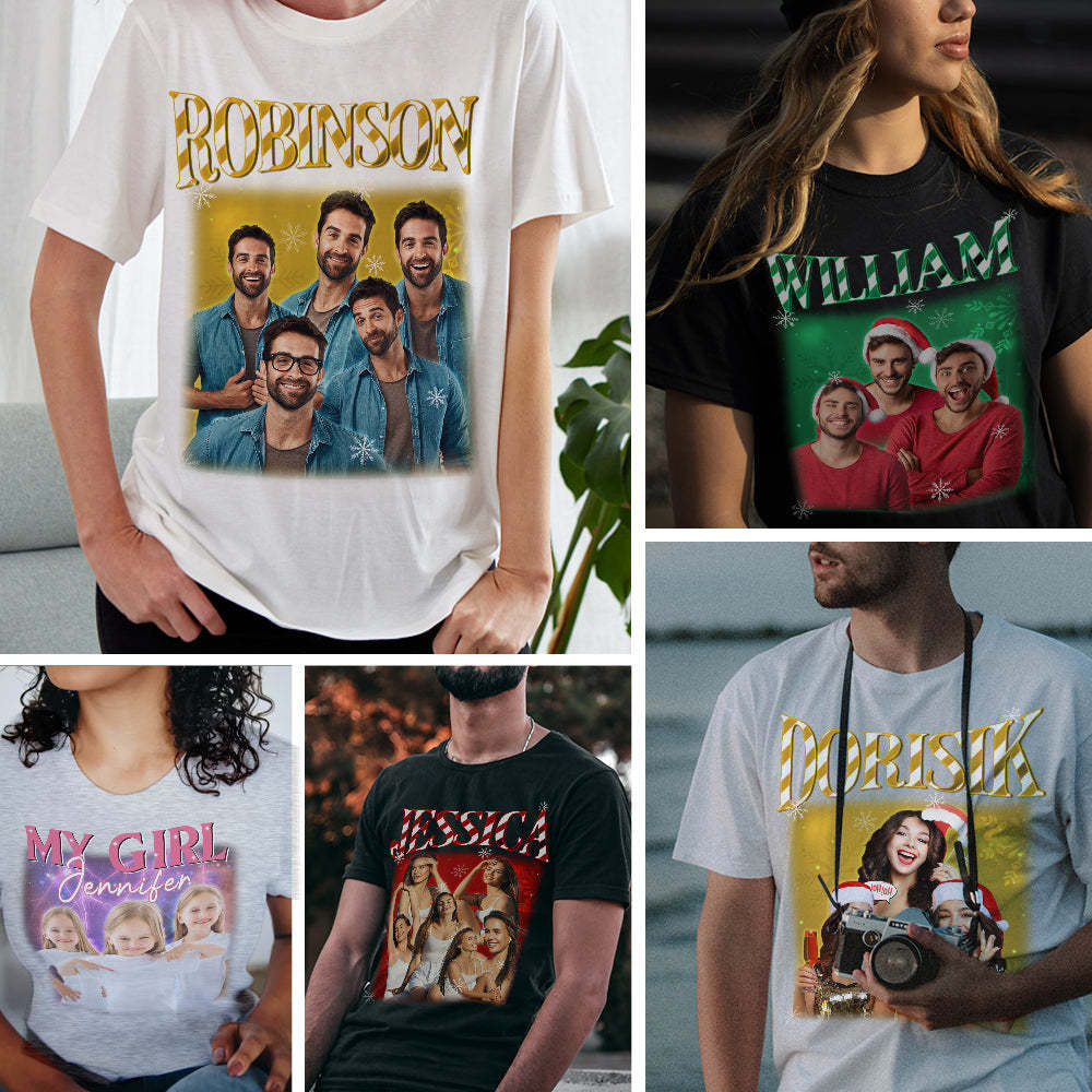 Custom Photo Vintage Tee Personalized Name and Photo T-shirt