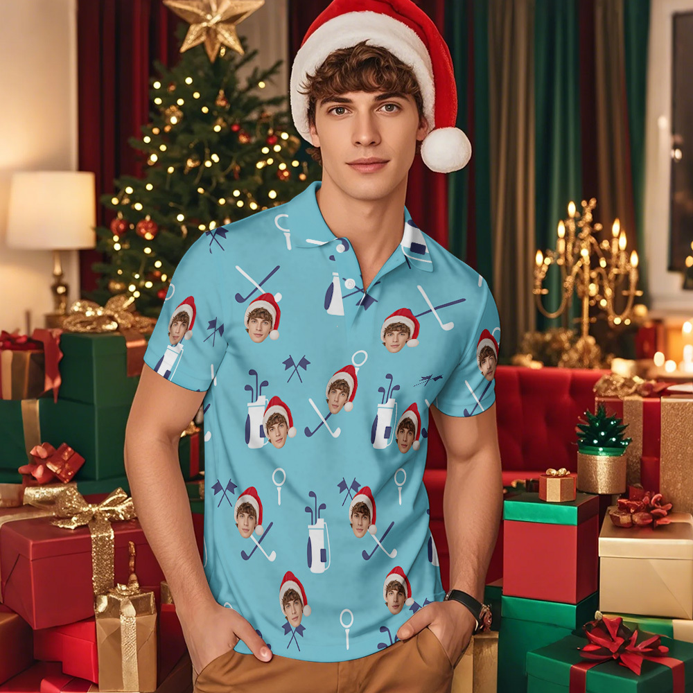 Chrismtas Gift Custom Men's Face Polo Shirt Golf Polo Shirts For Him Golf Clubs