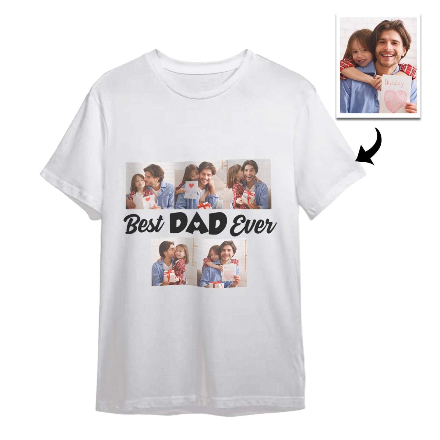 Custom 5 Photos T-Shirt With Best Dad Ever Personalized Photos T-Shirt Father's Day Gift - SantaSocks