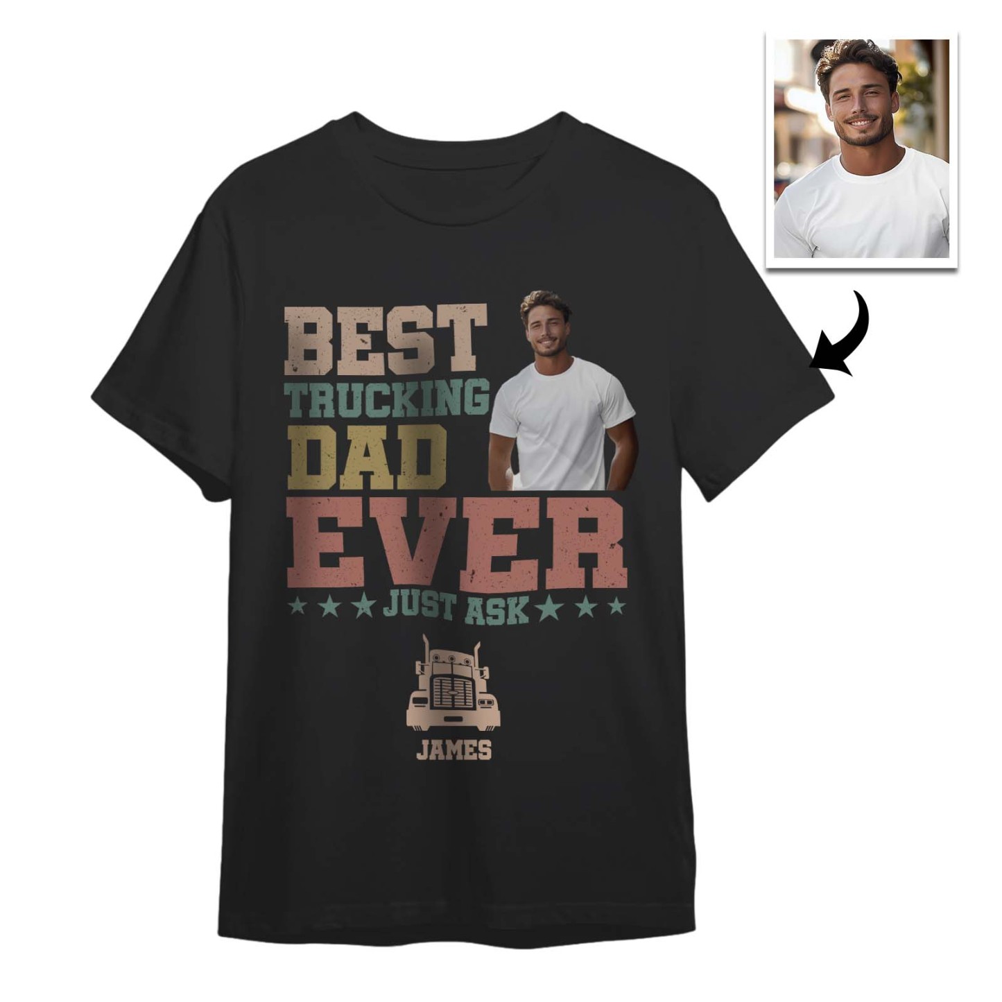 Custom Photo Text T-Shirt Personalized T-Shirt With Best Dad Ever Father's Day Gift - SantaSocks