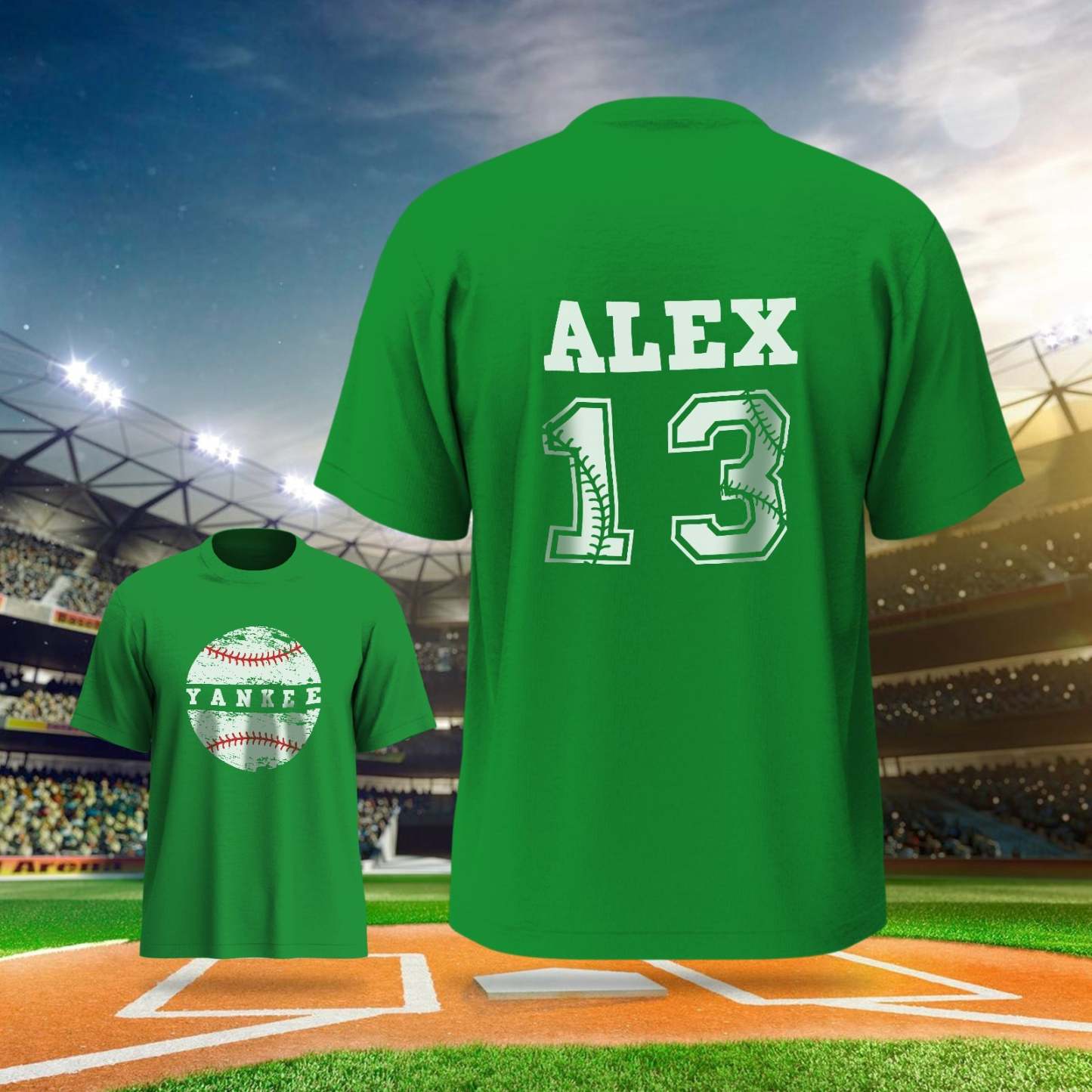 Personalized Baseball Name & Number Sports T-Shirt Back to School Gifts - SantaSocks