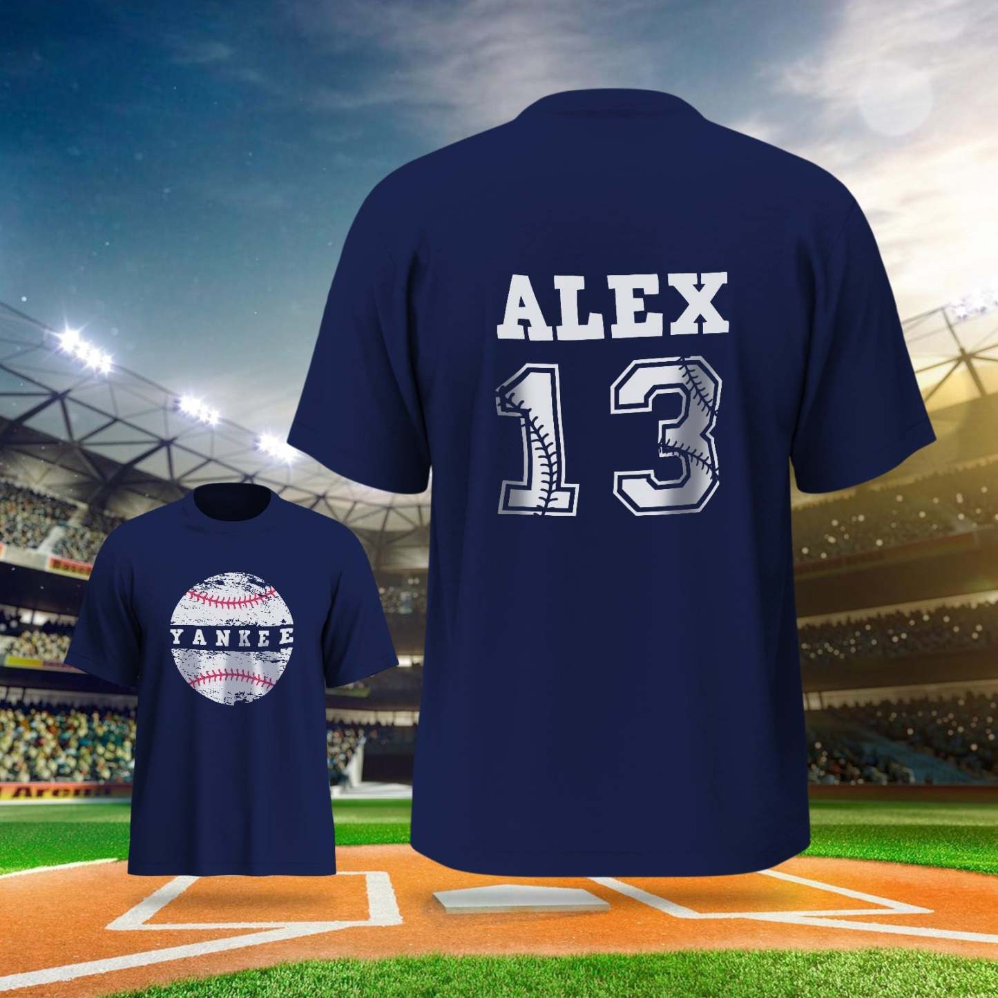 Personalized Baseball Name & Number Sports T-Shirt Back to School Gifts - SantaSocks