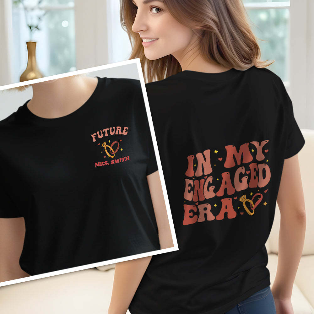 Personalized In My Engaged Era Bachelorette T Shirt with Name Wedding Bridal Shower Engagement Gift for Her - SantaSocks
