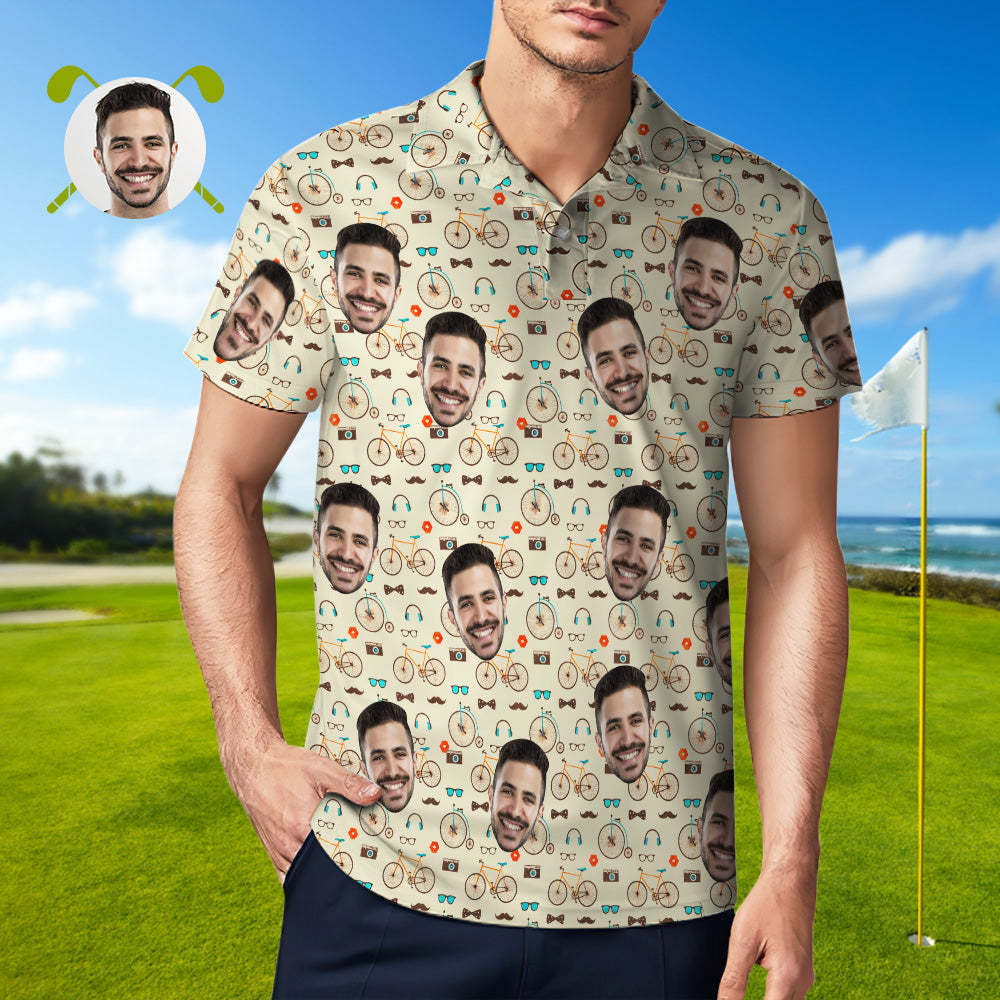 Custom Mens Face Hawaiian Polo Shirt Beard and Tie Polo Shirt - SantaSocks
