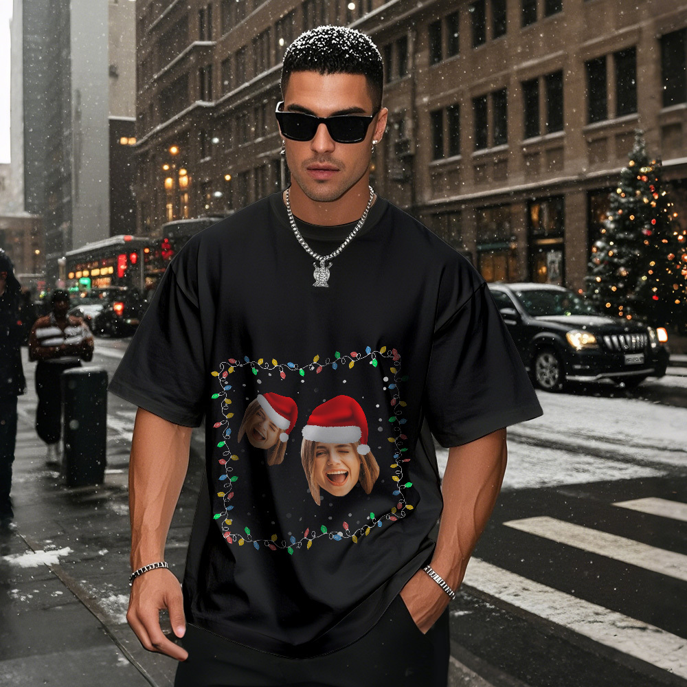Personalized Photo Vintage Tee Retro Fashion T-shirts Christmas Gift