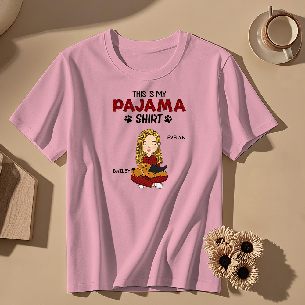 Custom Name Cartoon Sleeping Pet T-shirt Personalized Unisex T-Shirt Mother’s Day Gift T-Shirt 
