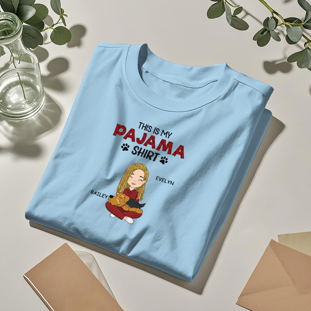 Custom Name Cartoon Sleeping Pet T-shirt Personalized Unisex T-Shirt Mother’s Day Gift T-Shirt 