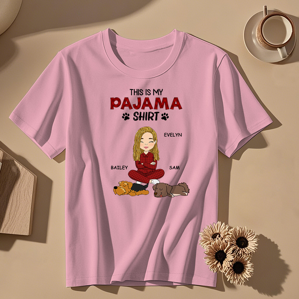 Custom Name Cartoon Sleeping Pet T-shirt Personalized Unisex T-Shirt Mother’s Day Gift T-Shirt 