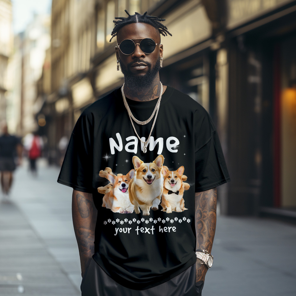 Custom Photo Vintage Retro Dog T-Shirt Personalized Cute Dog Photo T-shirt Gift Idea