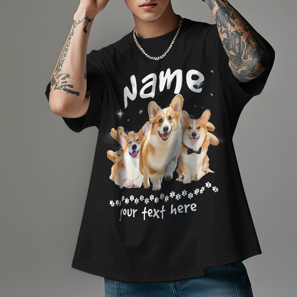 Custom Photo Vintage Retro Dog T-Shirt Personalized Cute Dog Photo T-shirt Gift Idea