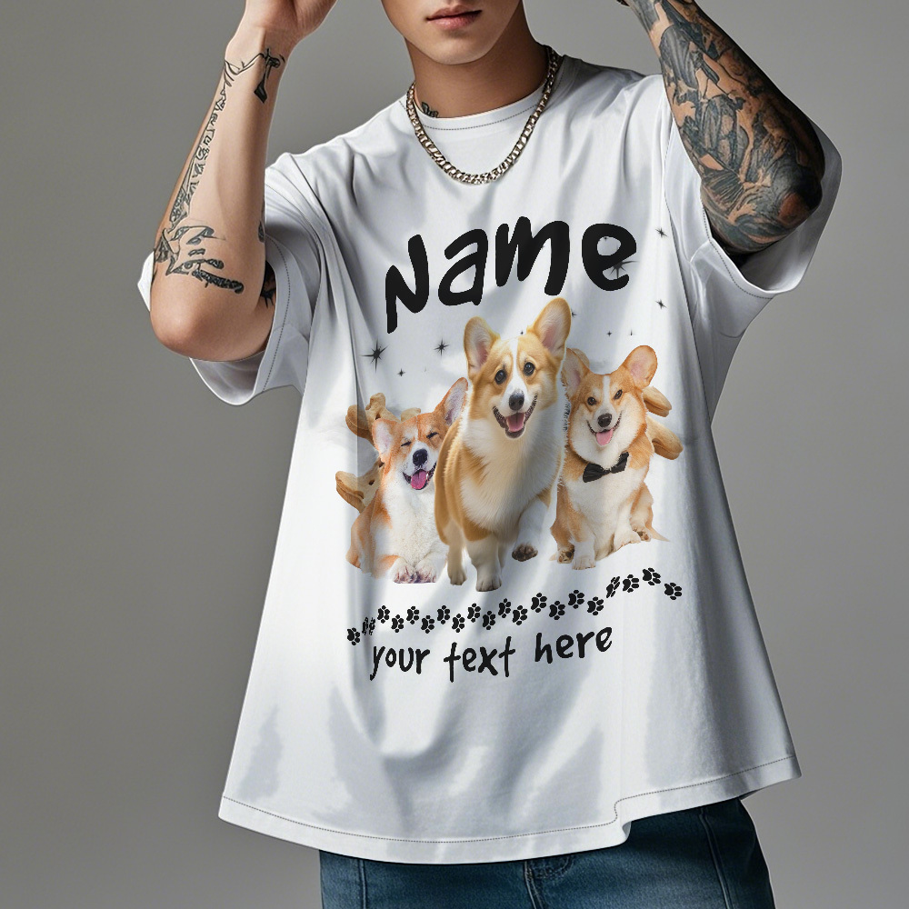 Custom Photo Vintage Retro Dog T-Shirt Personalized Cute Dog Photo T-shirt Gift Idea