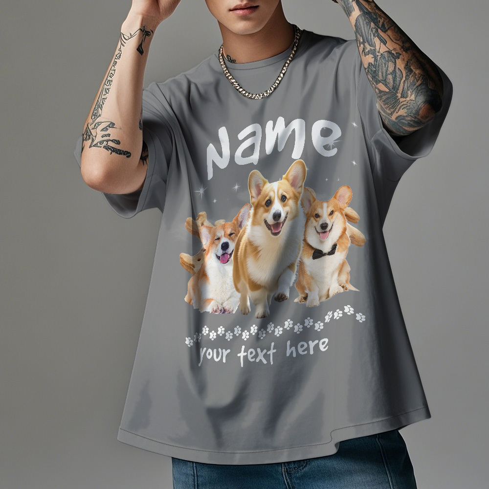 Custom Photo Vintage Retro Dog T-Shirt Personalized Cute Dog Photo T-shirt Gift Idea