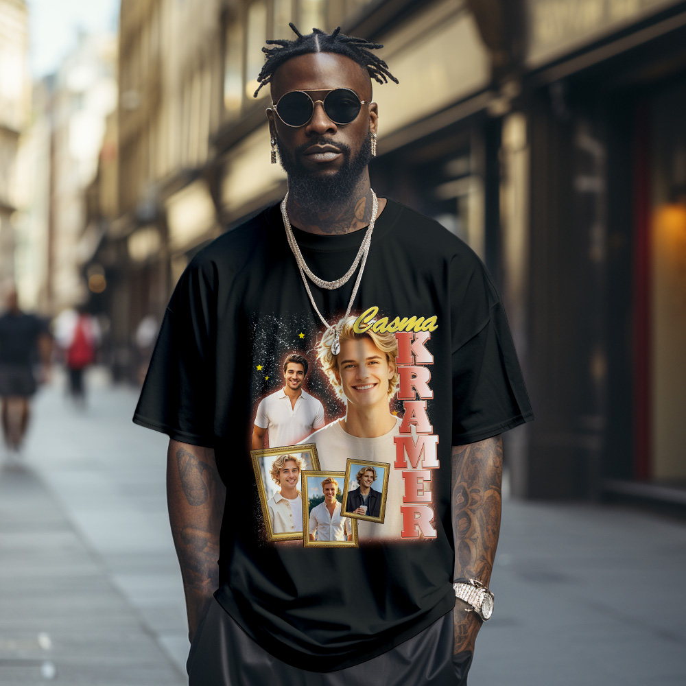 Custom Vintage Photo Tee Personalized Retro Fashion T-Shirts for Gift 90s Vintage