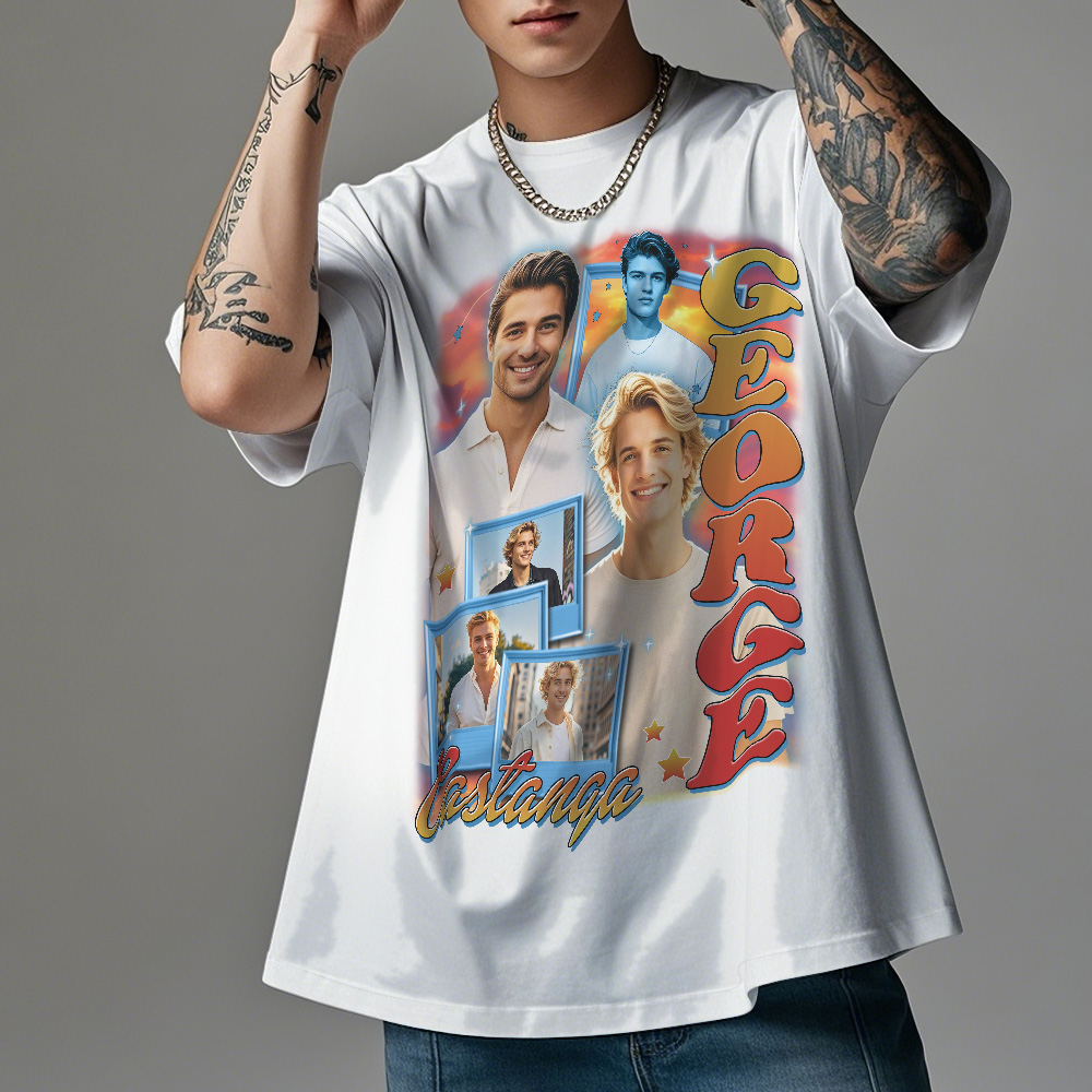 Custom Vintage Photo Tee Personalized Retro T-Shirts for Gift 90s Vintage