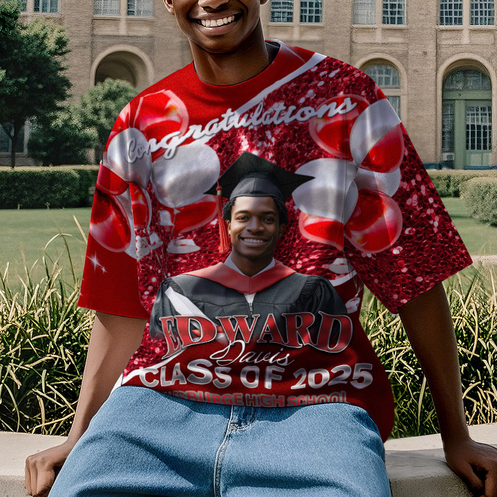 Personalized Photo 3D Graduation T-Shirt with Name & Year Gift - MyFaceBoxer