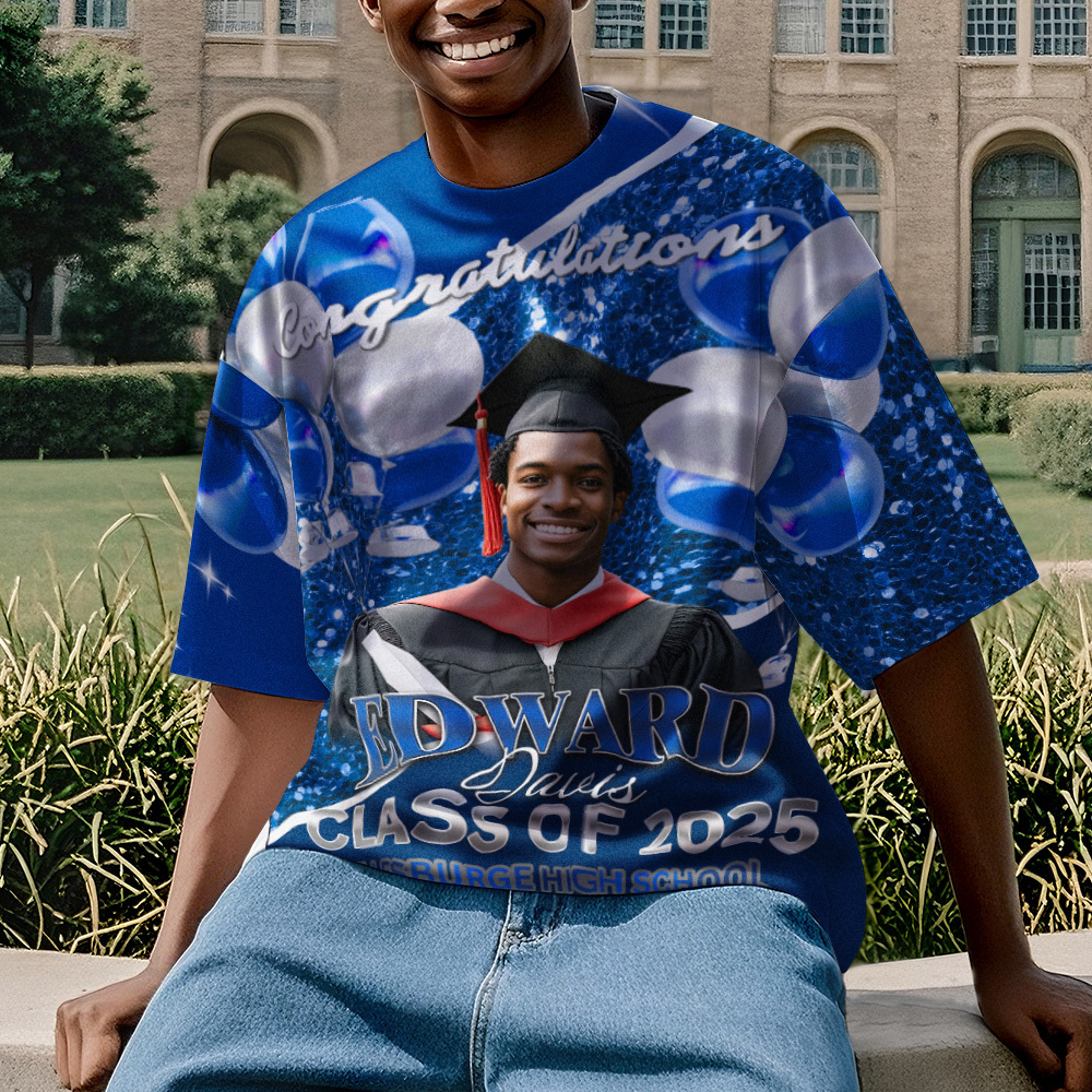 Personalized Photo 3D Graduation T-Shirt with Name & Year Gift - MyFaceBoxer