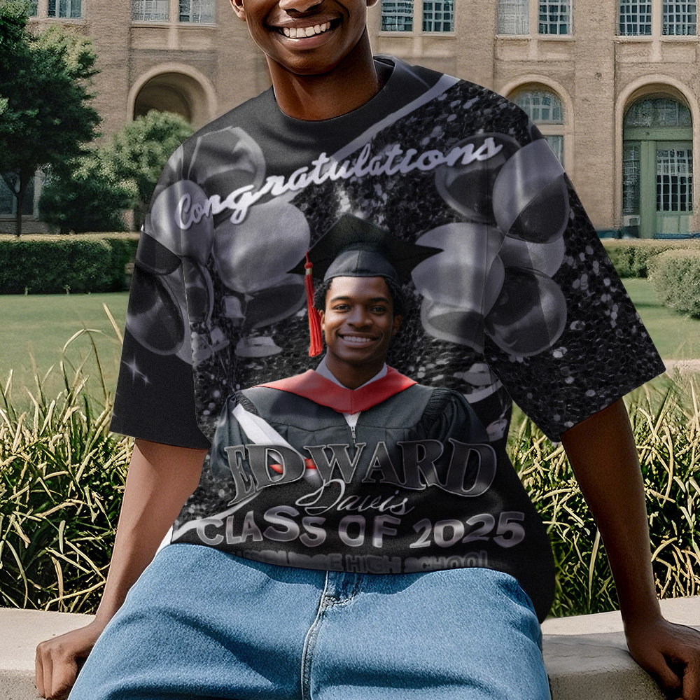 Personalized Photo 3D Graduation T-Shirt with Name & Year Gift - MyFaceBoxer