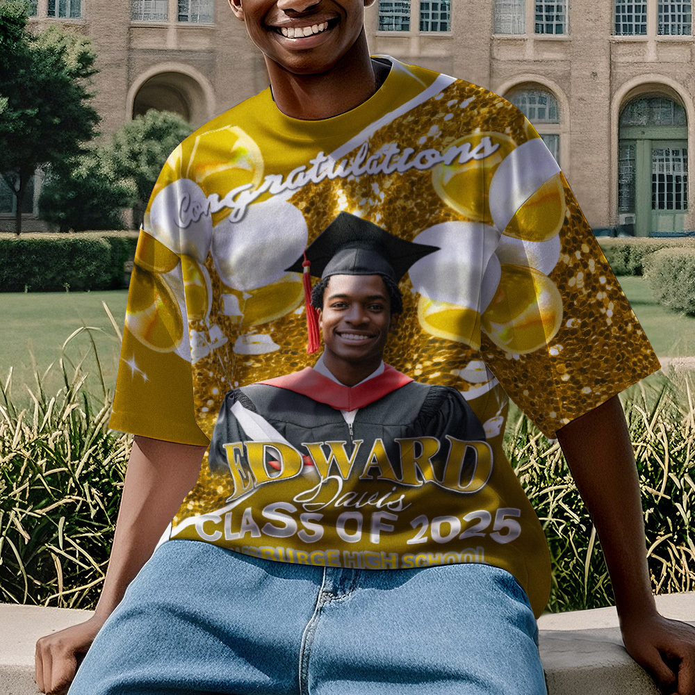 Personalized Photo 3D Graduation T-Shirt with Name & Year Gift - MyFaceBoxer