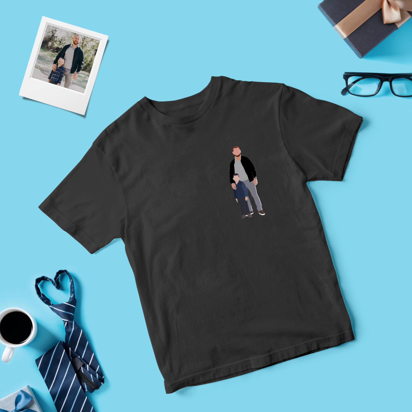 Personalized Dad Shirt With Family Portrait Father's Day Shirt Custom Portrait Tshirt Gift Happy Fathers Day Gift