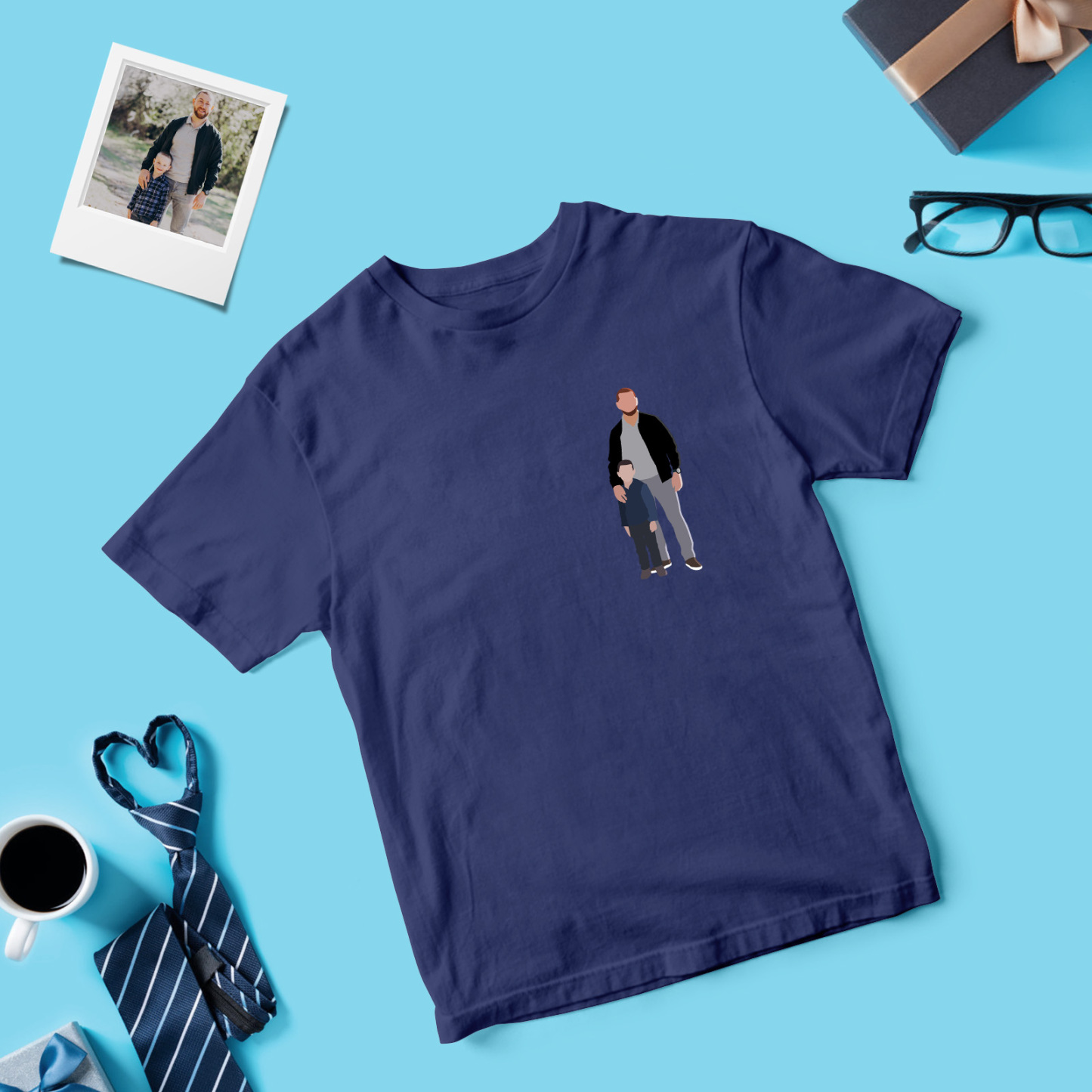 Personalized Dad Shirt With Family Portrait Father's Day Shirt Custom Portrait Tshirt Gift Happy Fathers Day Gift