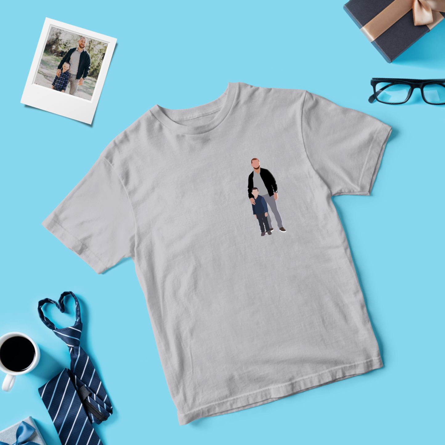 Personalized Dad Shirt With Family Portrait Father's Day Shirt Custom Portrait Tshirt Gift Happy Fathers Day Gift
