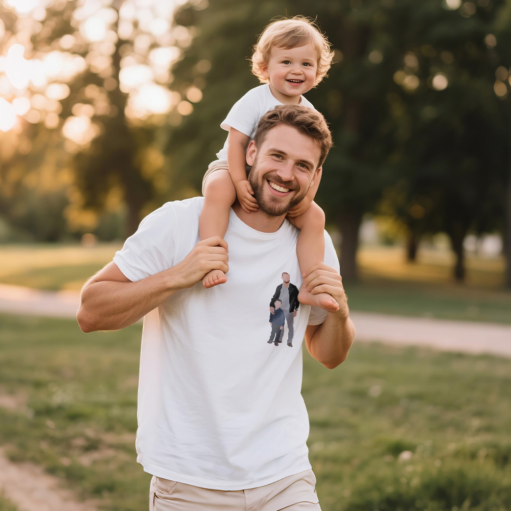 Personalized Dad Shirt With Family Portrait Father's Day Shirt Custom Portrait Tshirt Gift Happy Fathers Day Gift