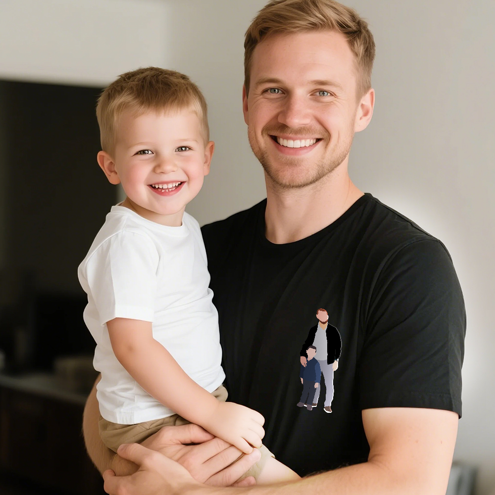Personalized Dad Shirt With Family Portrait Father's Day Shirt Custom Portrait Tshirt Gift Happy Fathers Day Gift