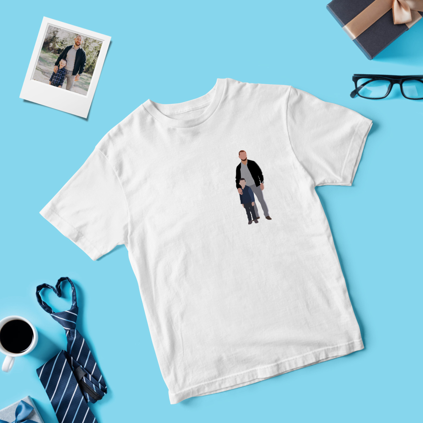 Personalized Dad Shirt With Family Portrait Father's Day Shirt Custom Portrait Tshirt Gift Happy Fathers Day Gift