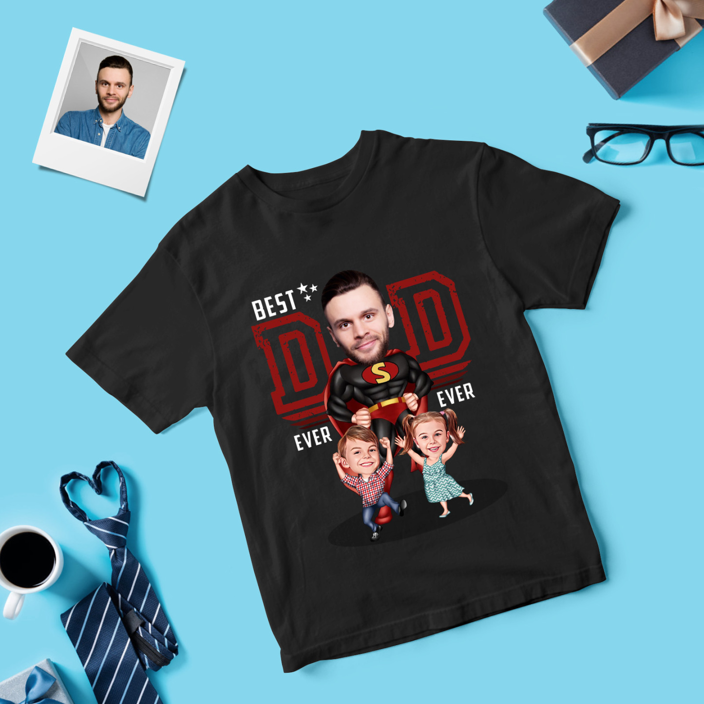 Personalized Dad Shirt With Family Portrait Father's Day Shirt Custom Portrait Tshirt Gift Happy Fathers Day Gift