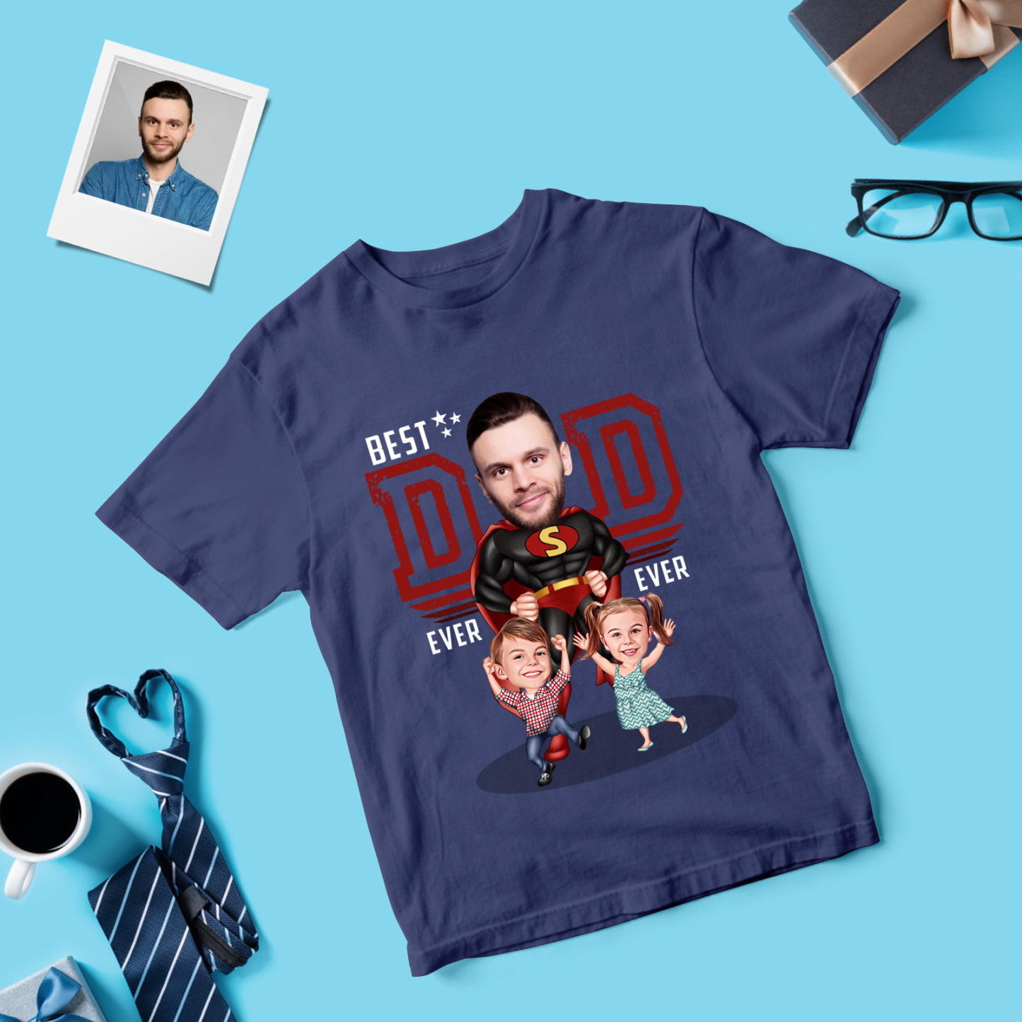 Personalized Dad Shirt With Family Portrait Father's Day Shirt Custom Portrait Tshirt Gift Happy Fathers Day Gift