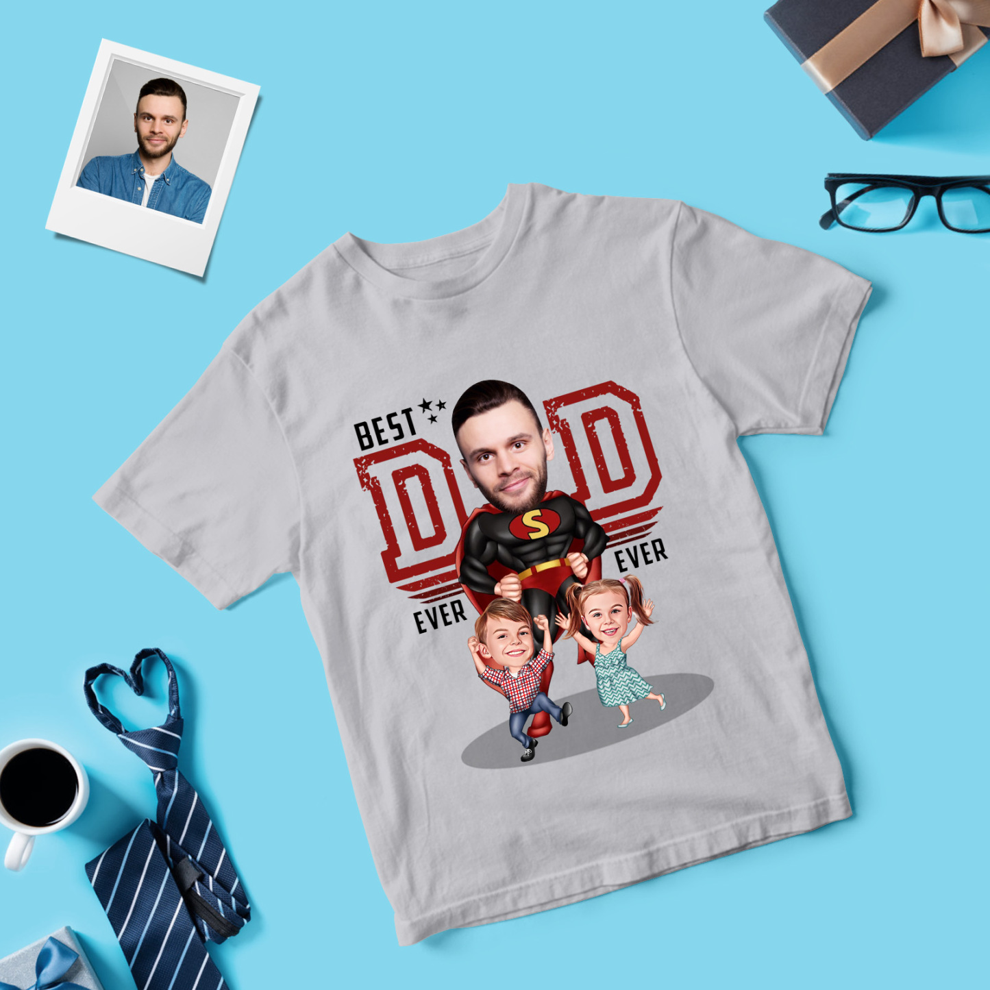 Personalized Dad Shirt With Family Portrait Father's Day Shirt Custom Portrait Tshirt Gift Happy Fathers Day Gift