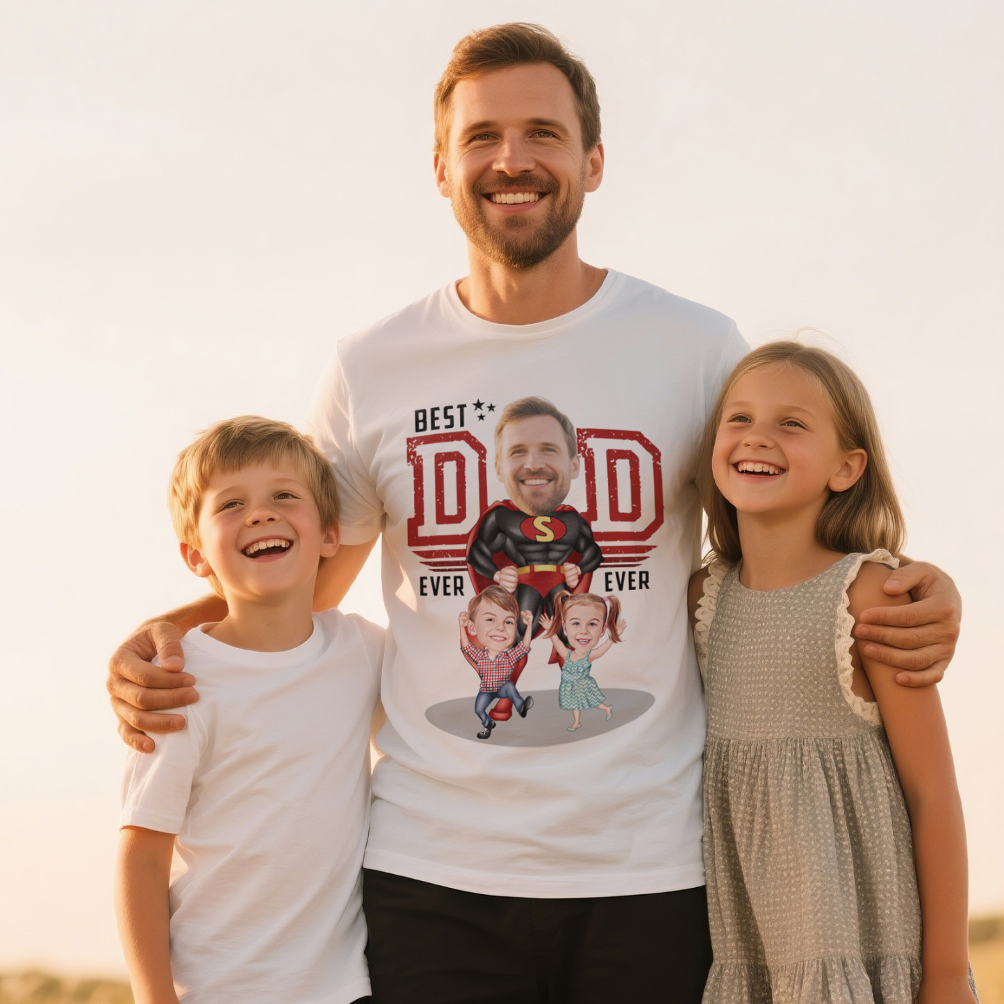 Personalized Dad Shirt With Family Portrait Father's Day Shirt Custom Portrait Tshirt Gift Happy Fathers Day Gift