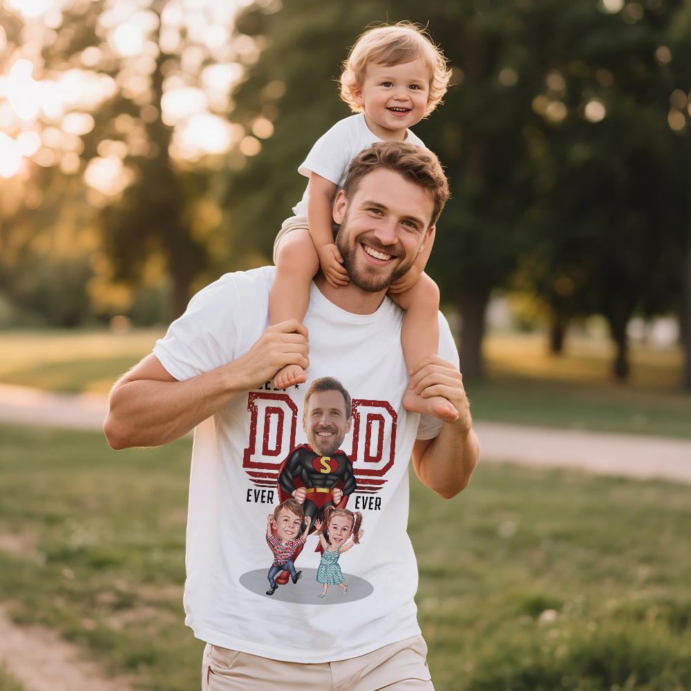 Personalized Dad Shirt With Family Portrait Father's Day Shirt Custom Portrait Tshirt Gift Happy Fathers Day Gift