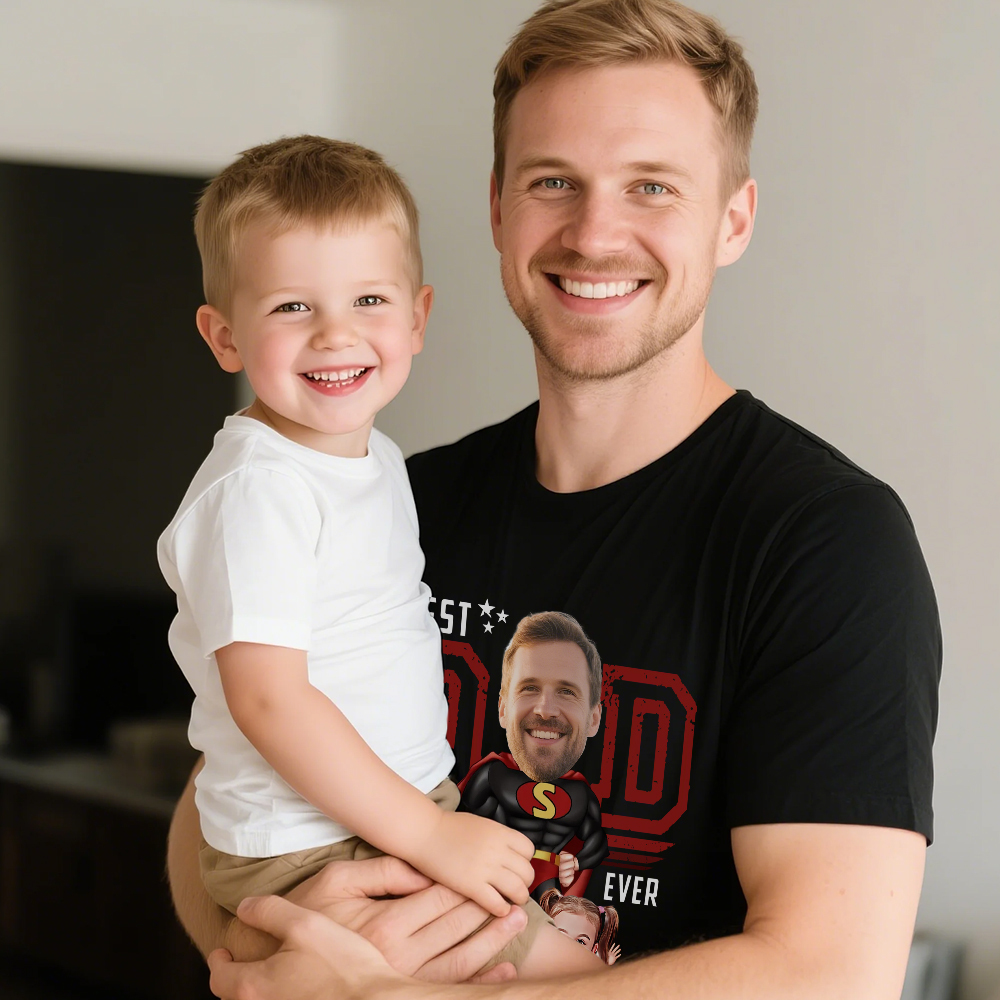 Personalized Dad Shirt With Family Portrait Father's Day Shirt Custom Portrait Tshirt Gift Happy Fathers Day Gift