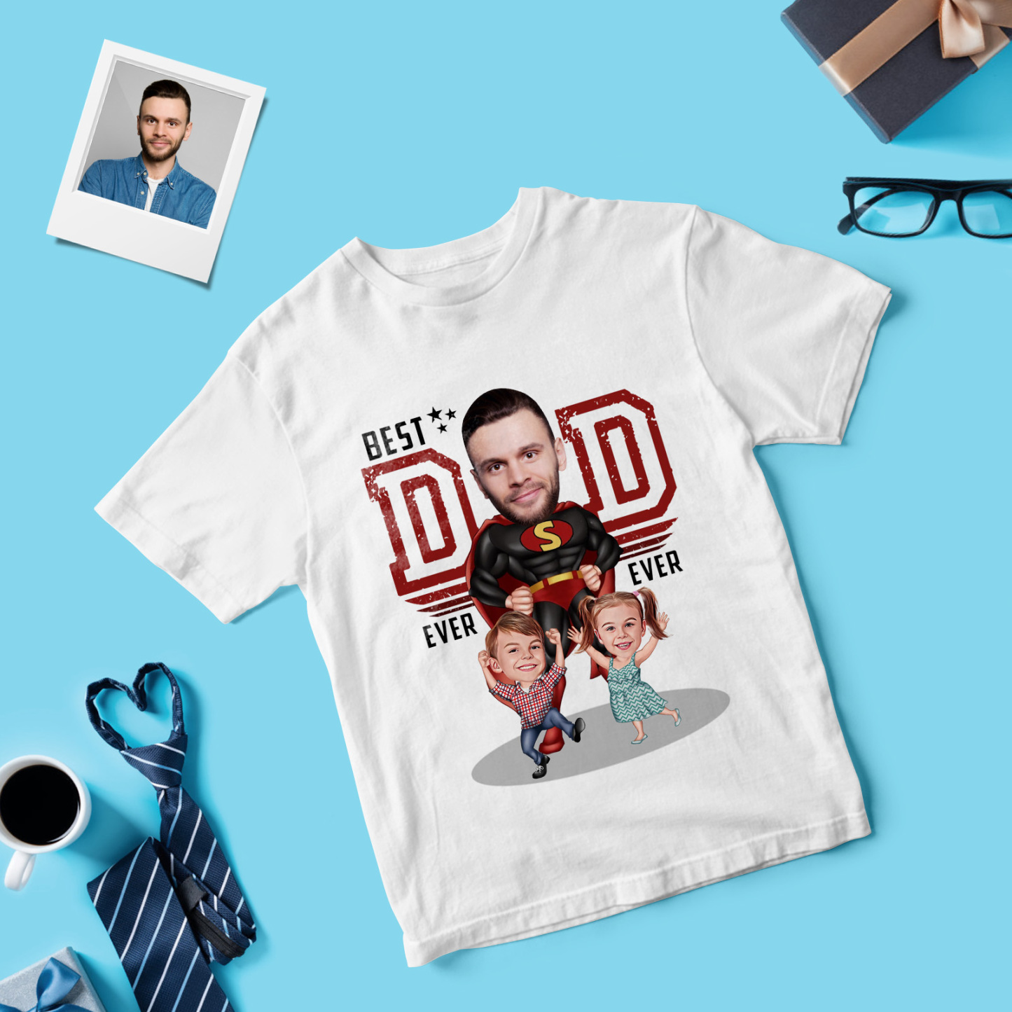 Personalized Dad Shirt With Family Portrait Father's Day Shirt Custom Portrait Tshirt Gift Happy Fathers Day Gift