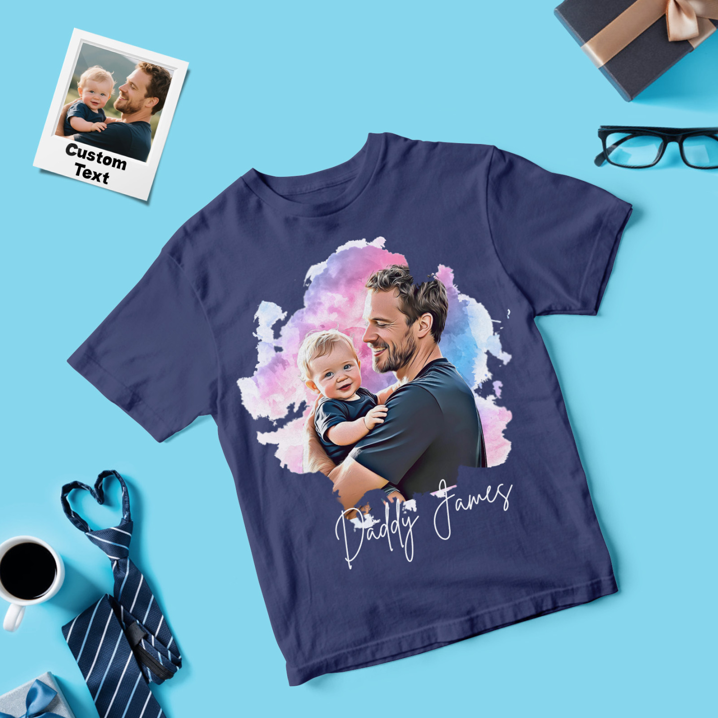Personalized Dad Shirt With Family Portrait Father's Day Shirt Custom Portrait Tshirt Gift Happy Fathers Day Gift