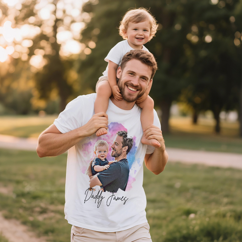 Personalized Dad Shirt With Family Portrait Father's Day Shirt Custom Portrait Tshirt Gift Happy Fathers Day Gift