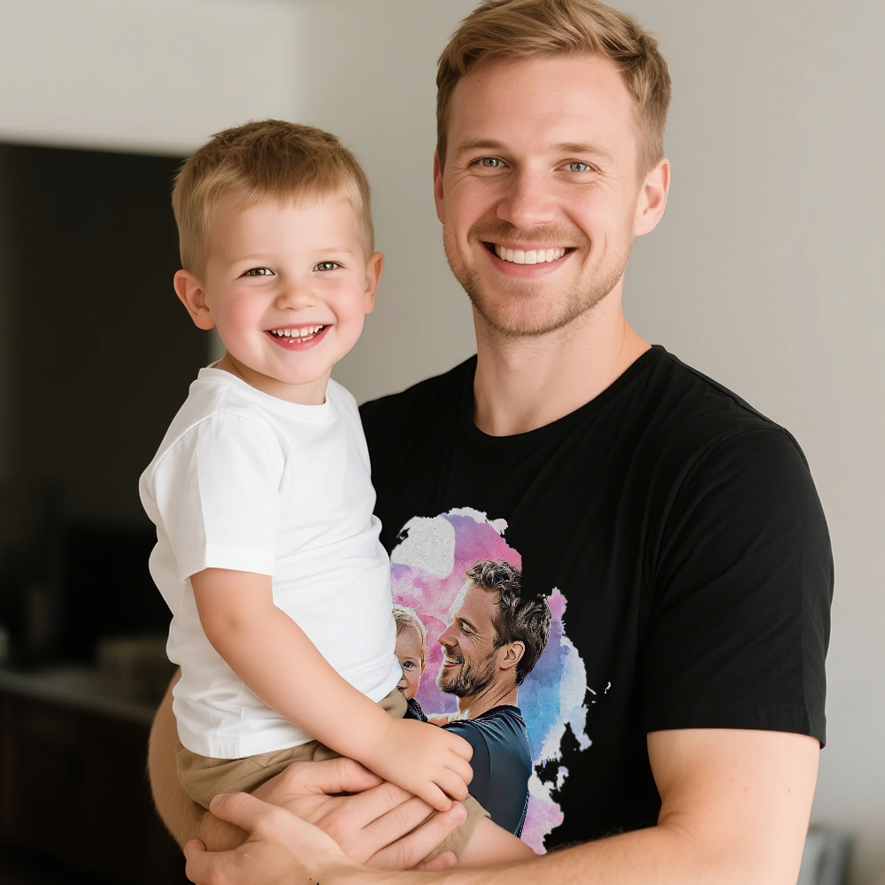 Personalized Dad Shirt With Family Portrait Father's Day Shirt Custom Portrait Tshirt Gift Happy Fathers Day Gift