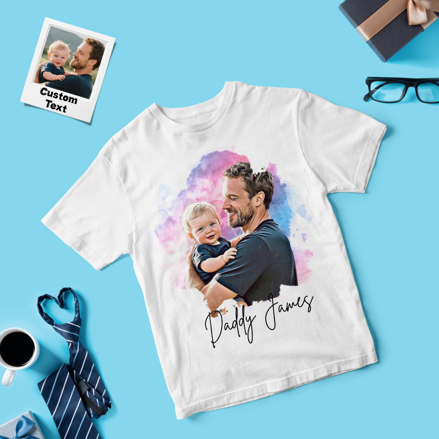 Personalized Dad Shirt With Family Portrait Father's Day Shirt Custom Portrait Tshirt Gift Happy Fathers Day Gift