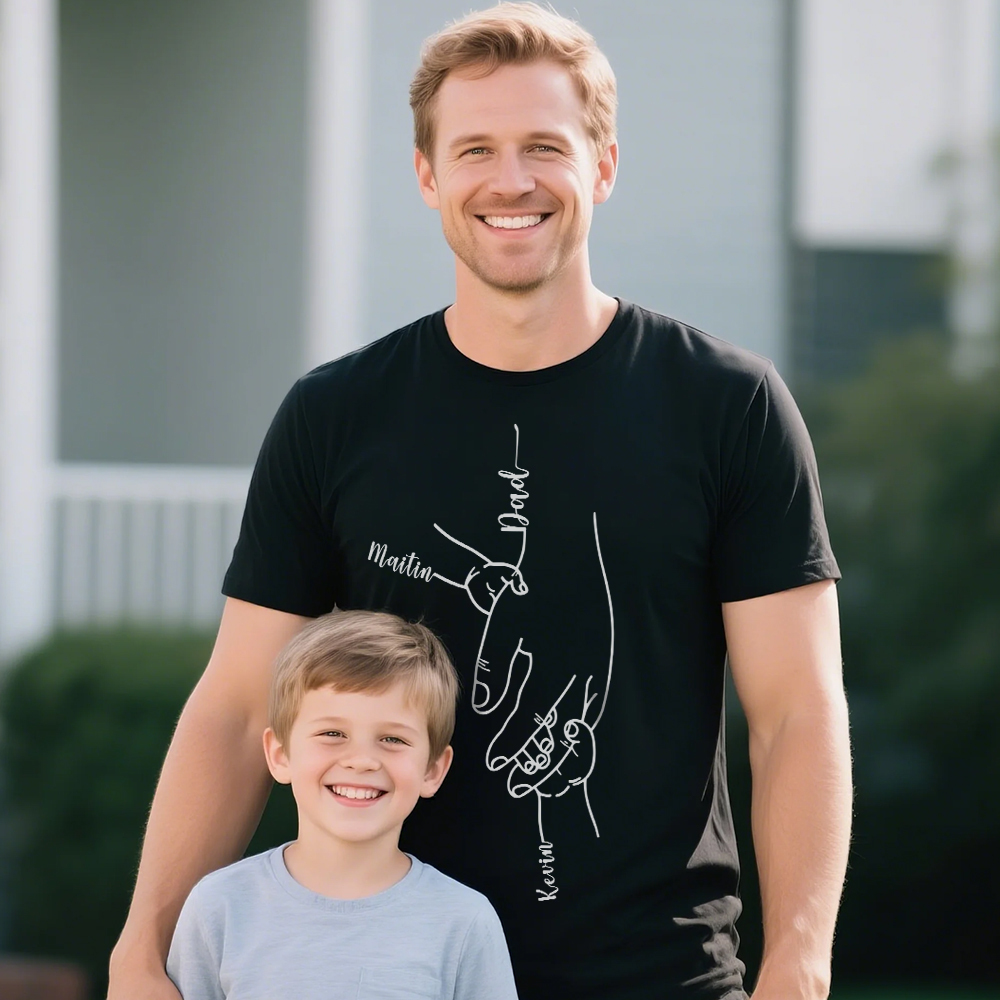 Personalized Dad Shirt With Kids Names Father's Day Shirt, Personalized Dad and Children Hands Shirt Gift for Husband