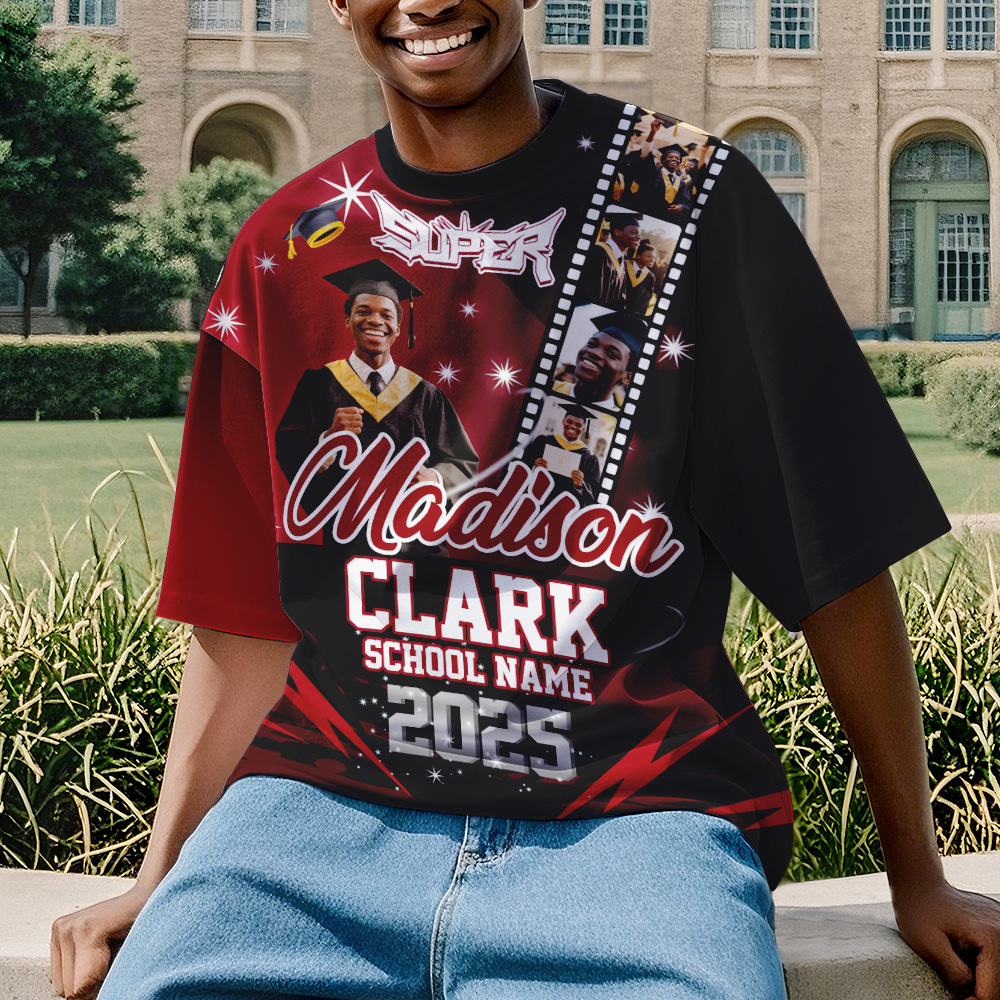 Custom Graduation T-Shirts Personalized All Over Print Shirt with Photo Graduation Party Gift
