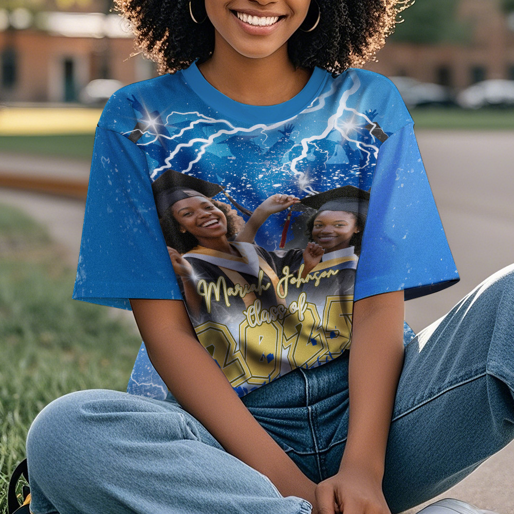 Custom 3D Graduation Shirt Personalized with Name & Year Gift for Her