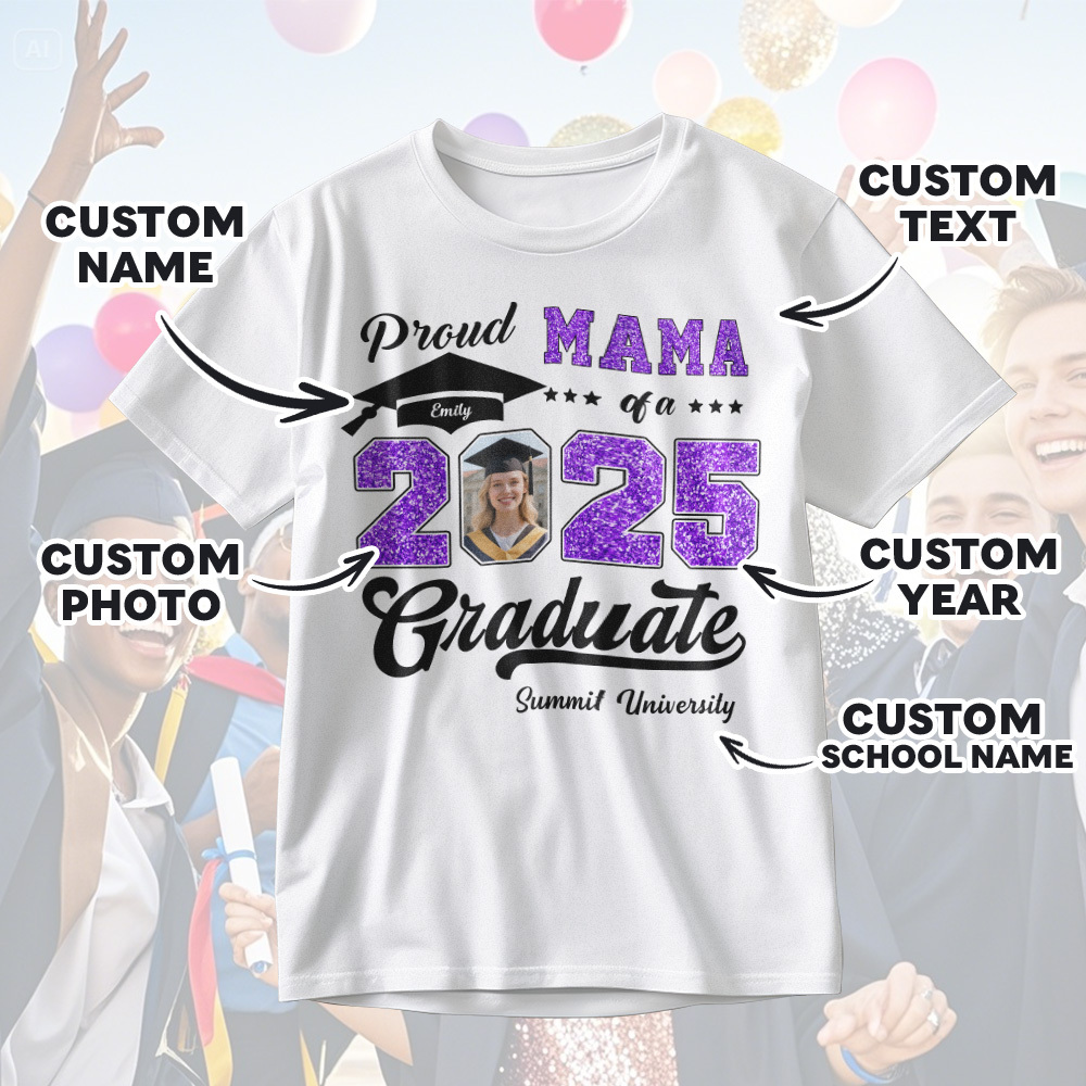 Personalized Graduation T-Shirt Custom Proud Family Graduate Photo and Name Graduation T-Shirt Gift