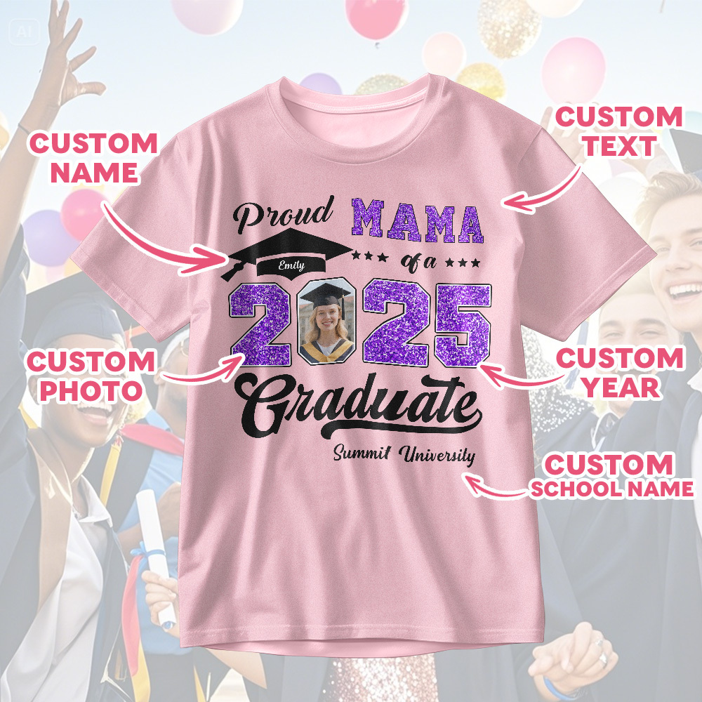 Personalized Graduation T-Shirt Custom Proud Family Graduate Photo and Name Graduation T-Shirt Gift