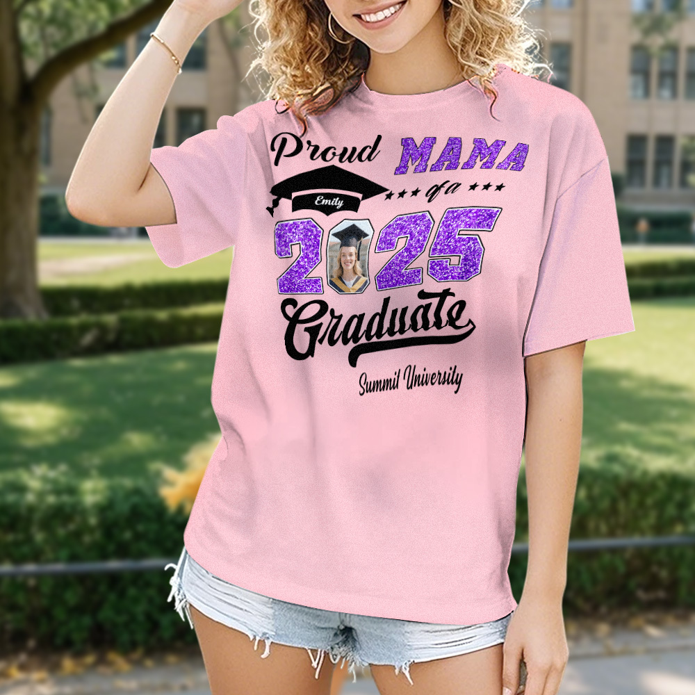 Personalized Graduation T-Shirt Custom Proud Family Graduate Photo and Name Graduation T-Shirt Gift