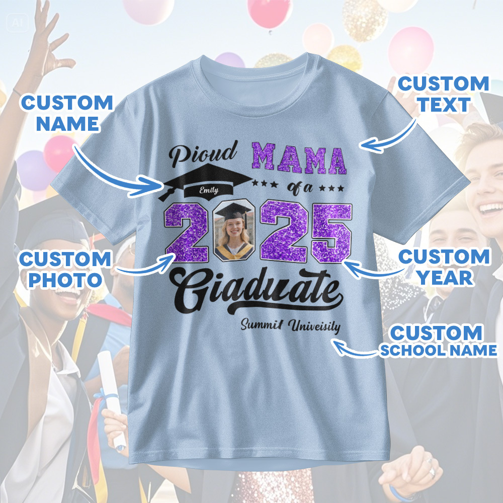 Personalized Graduation T-Shirt Custom Proud Family Graduate Photo and Name Graduation T-Shirt Gift