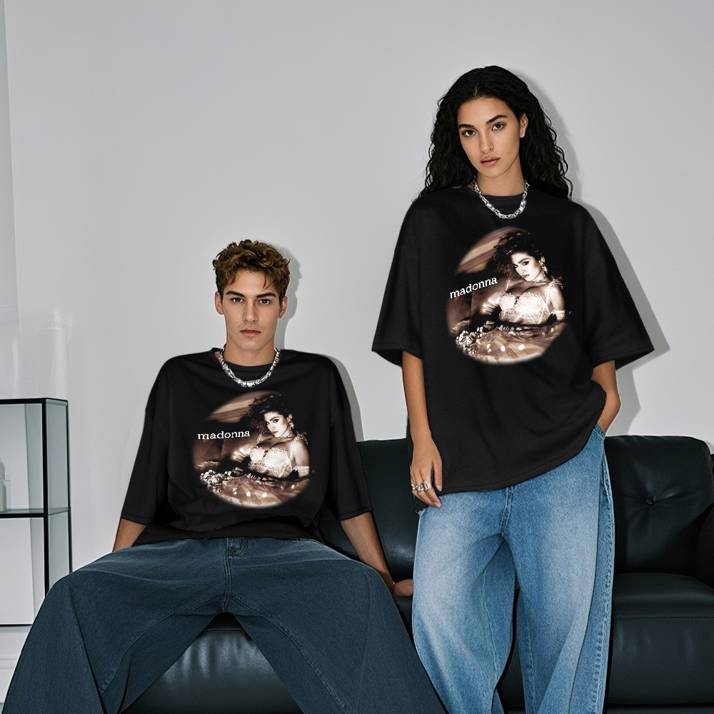 Custom Photo Vintage T-Shirt Madonna Personalized Face Shirt - SantaSocks