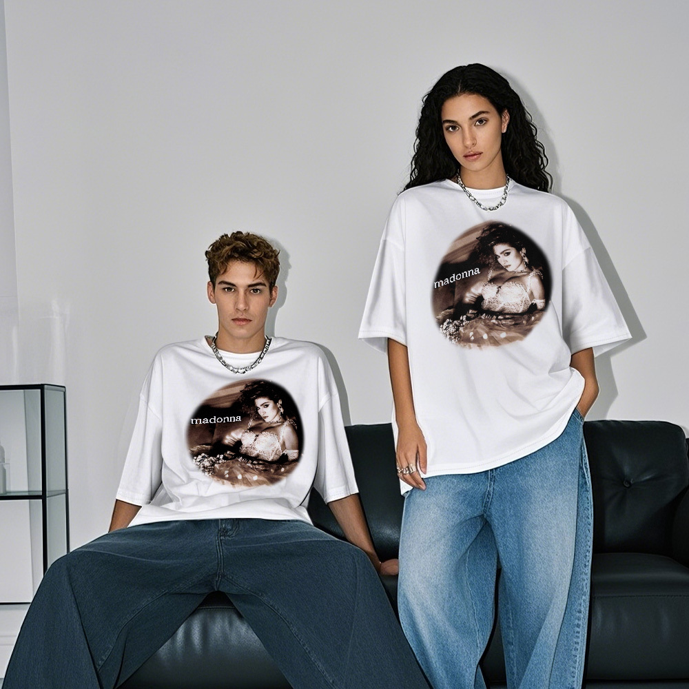 Custom Photo Vintage T-Shirt Madonna Personalized Face Shirt - SantaSocks