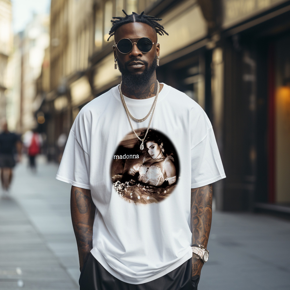 Custom Photo Vintage T-Shirt Madonna Personalized Face Shirt - SantaSocks