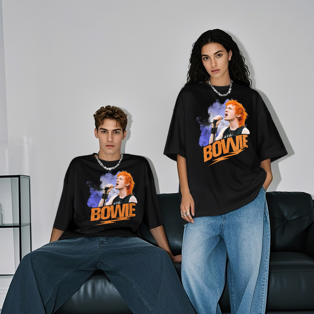 Custom Photo Vintage T-Shirt Bowie Personalized Face Shirt - SantaSocks